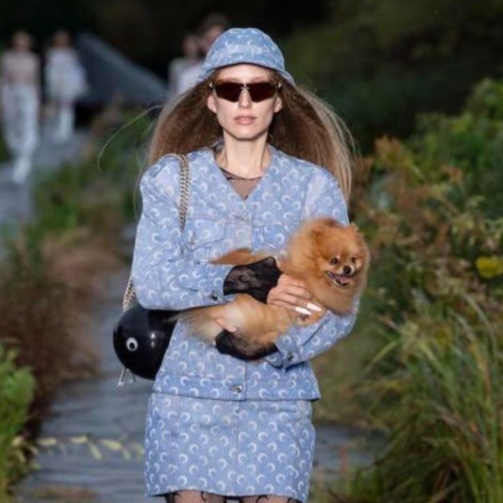 Marine Serre Blue Denim Bucket Hat - Picture 2 of 5